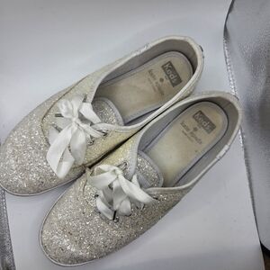 Kate Spade White Sparkling Women's Keds Size 8.5